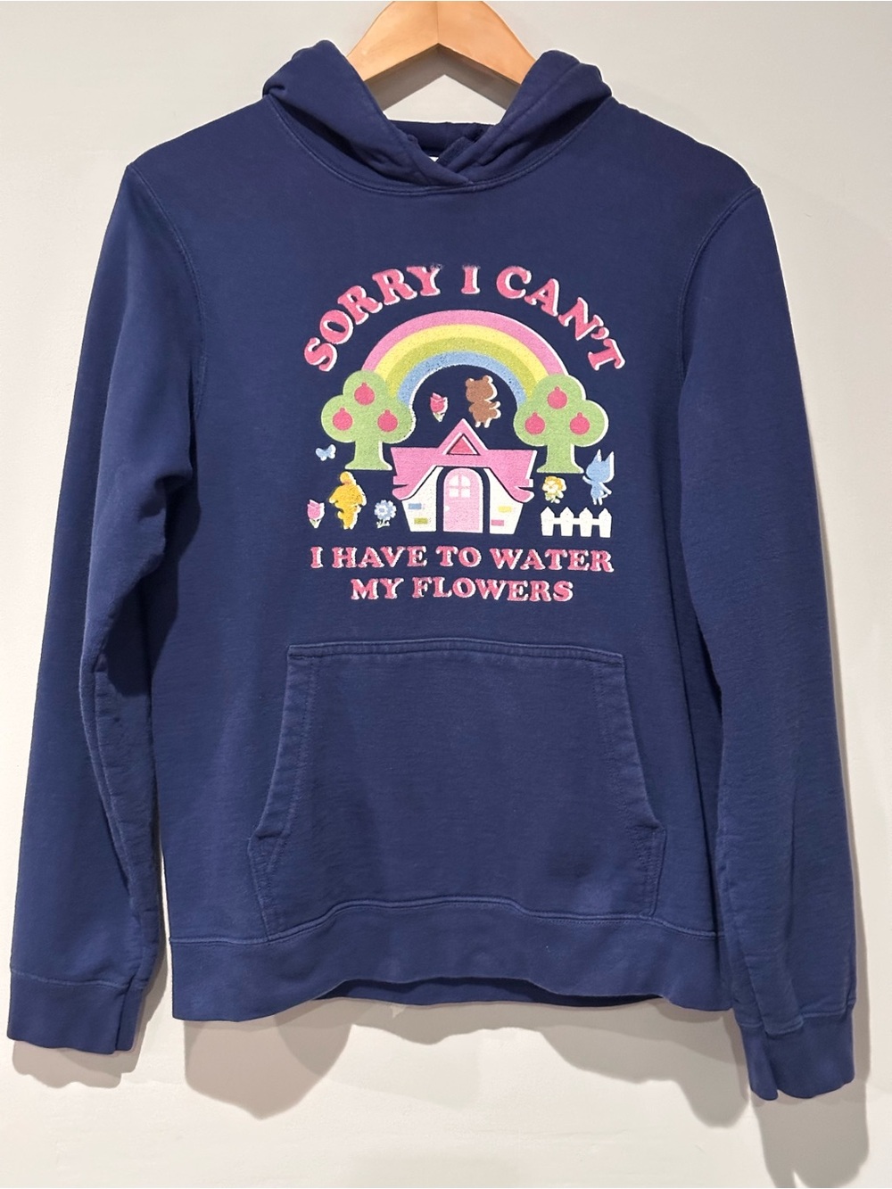 Nintendo Navy Hoodie with Pink & White Lettering